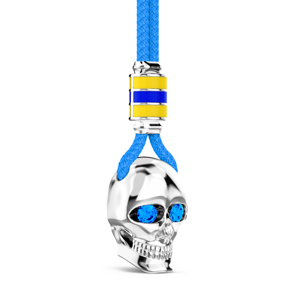 Zancan Collana Zancan In Kevlar Con Pendente A Teschio In Argento