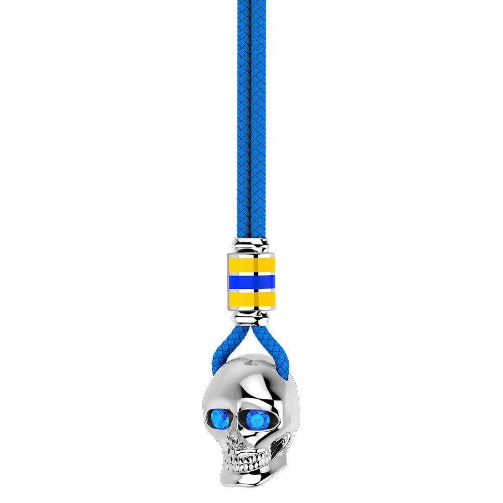 Zancan Collana Zancan In Kevlar Con Pendente A Teschio In Argento