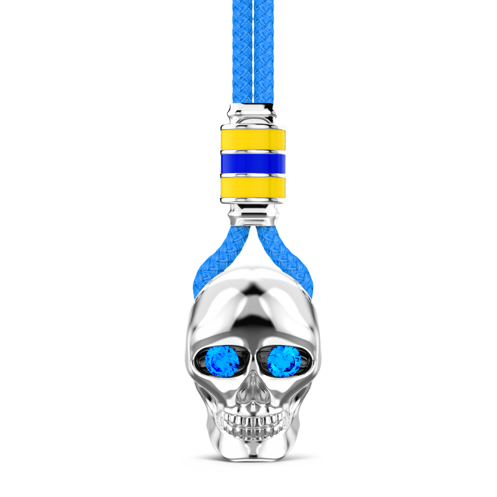 Zancan Collana Zancan in kevlar con pendente a teschio in argento