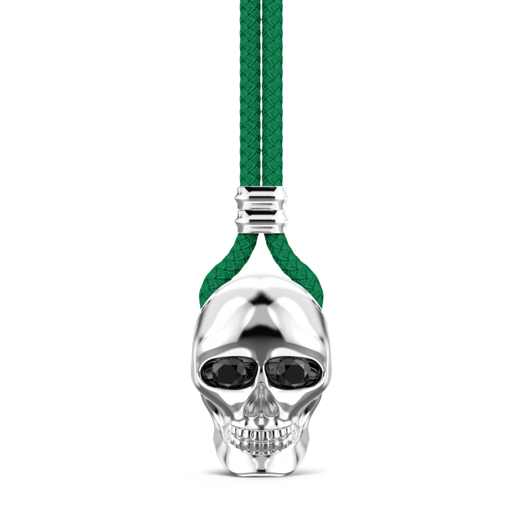 Zancan Collana Zancan in kevlar con pendente a teschio in argento