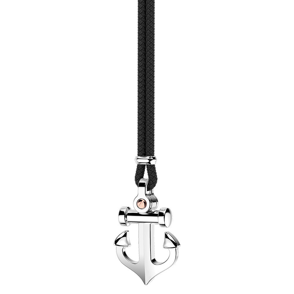 Zancan Collana Zancan In Kevlar Con Pendente Ad Ancora In Argento