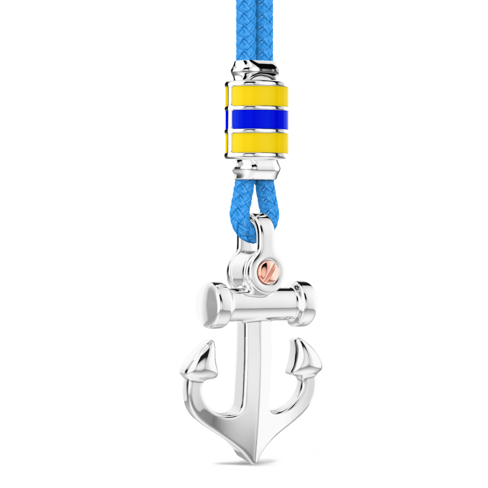 Zancan Collana Zancan In Kevlar Con Pendente Ad Ancora In Argento