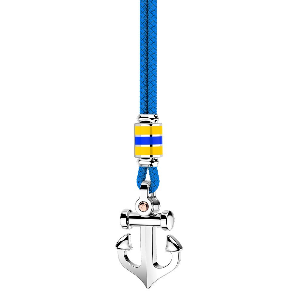 Zancan Collana Zancan In Kevlar Con Pendente Ad Ancora In Argento