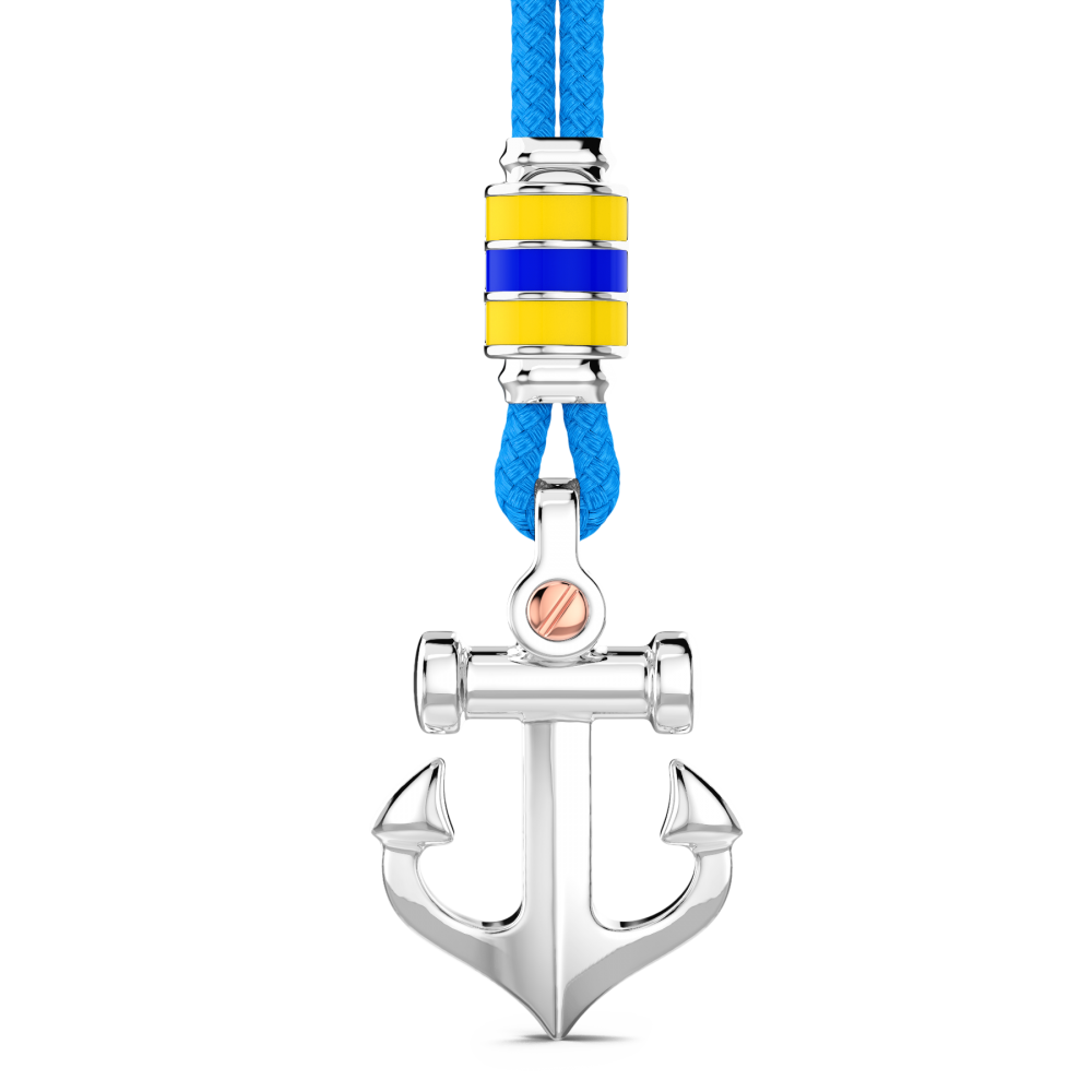 Zancan Collana Zancan in kevlar con pendente ad ancora in argento