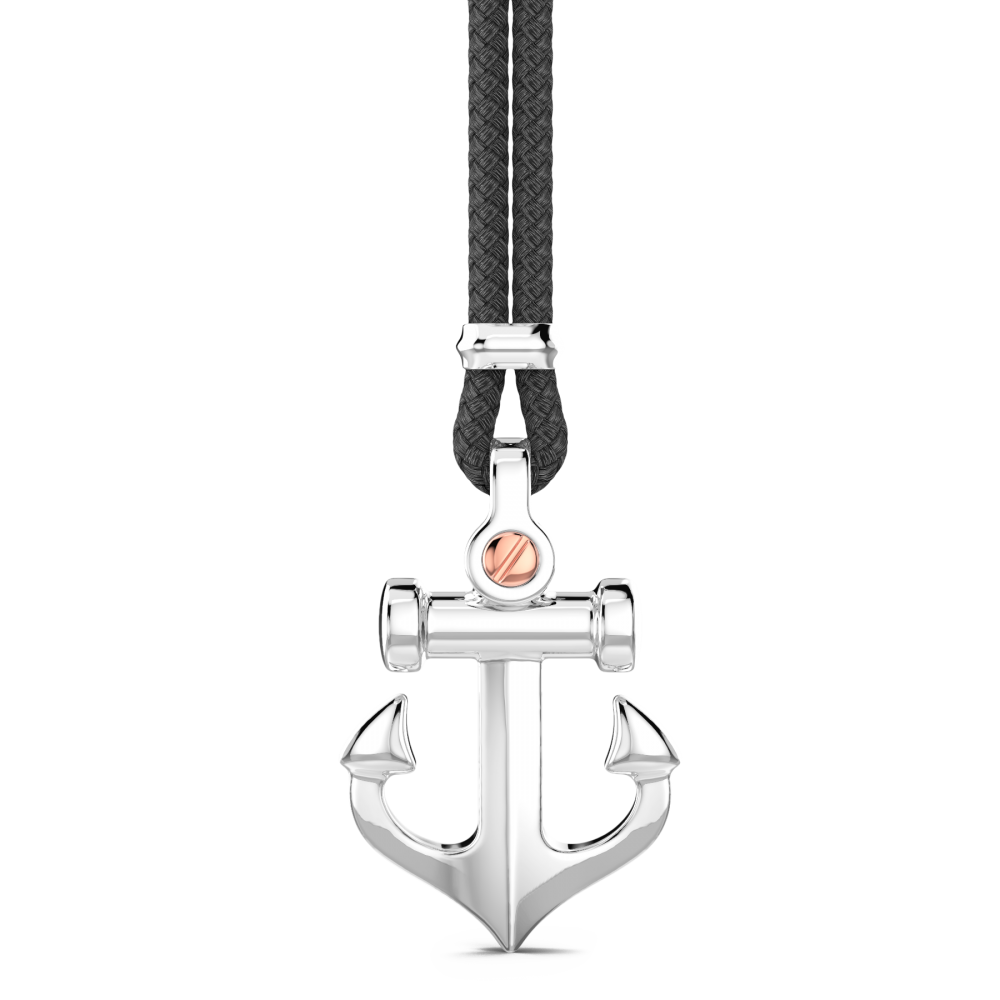 Zancan Collana Zancan in kevlar con pendente ad ancora in argento