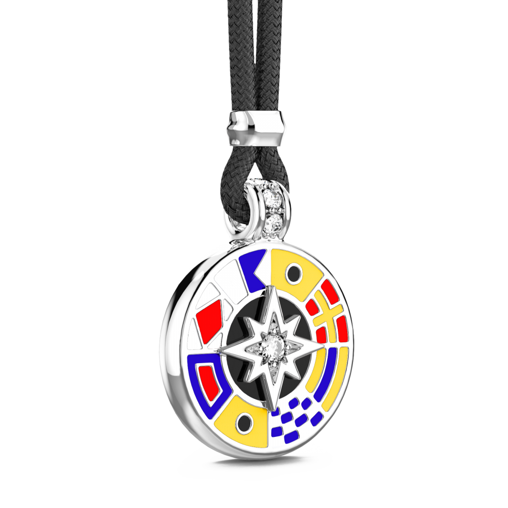 Zancan Collana Zancan In Kevlar Con Pendente In Argento E Dettagli Smaltati