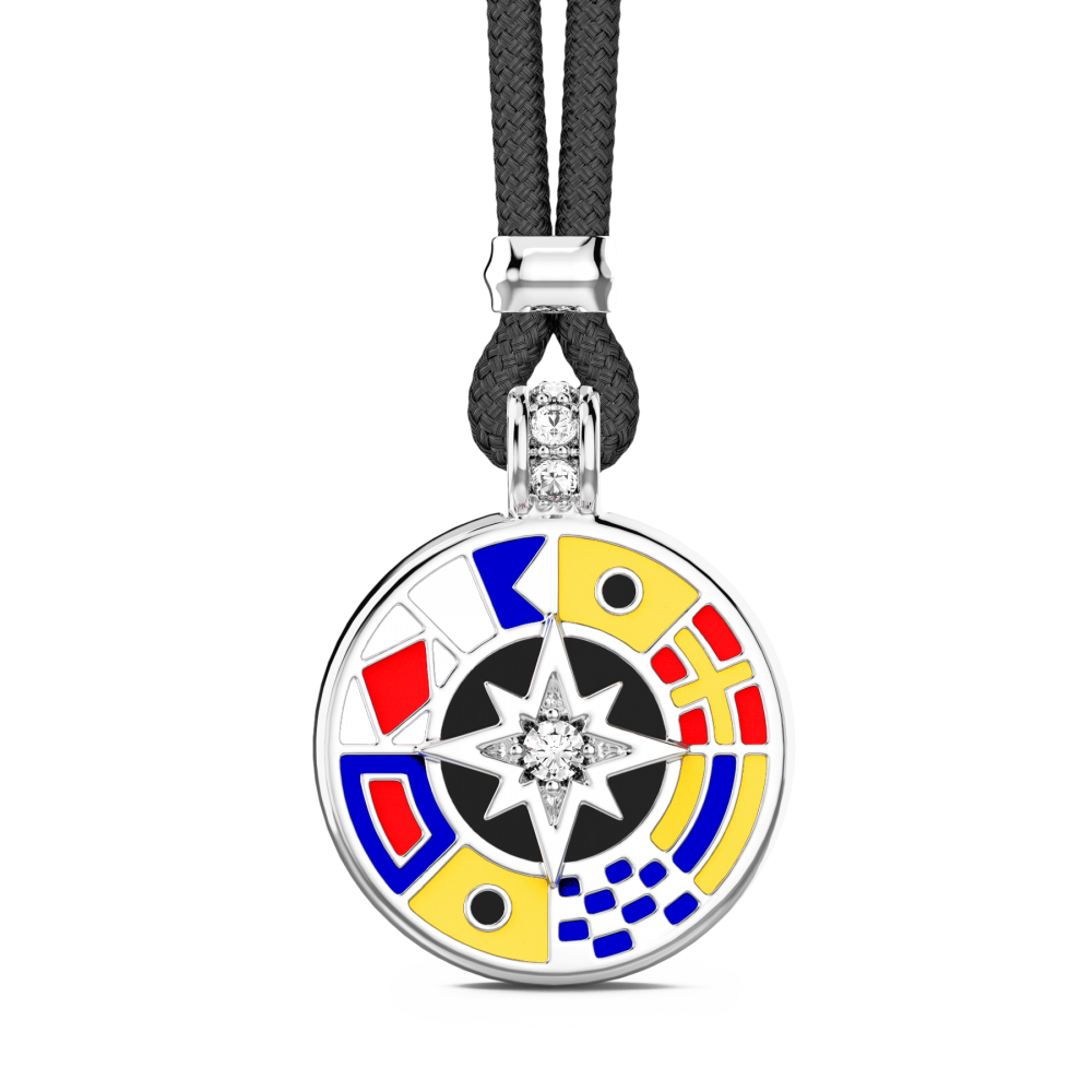 Zancan Collana Zancan in kevlar con pendente in argento e dettagli smaltati