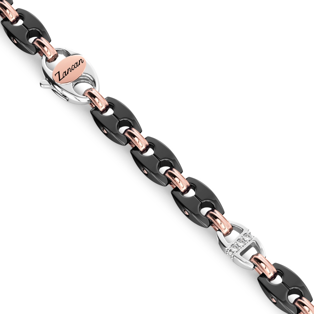 Zancan Collana Zancan In Oro 18kt Ceramica Nera E Diamanti