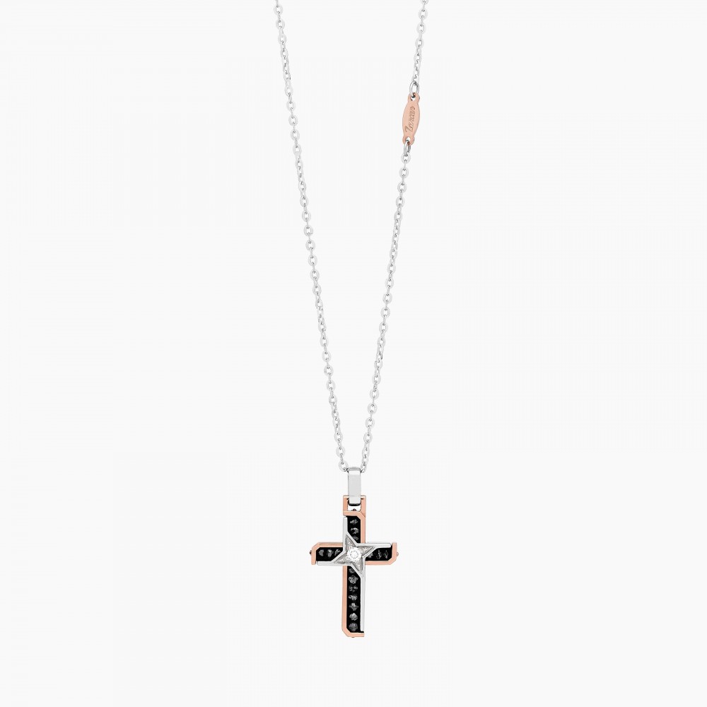 Zancan Collana Zancan In Oro Bianco Con Croce E Diamanti