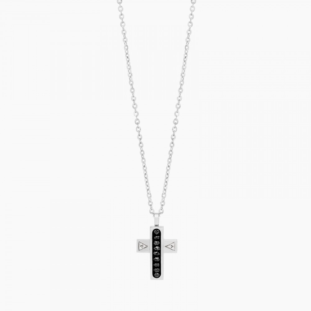 Zancan Collana Zancan In Oro Bianco Con Croce E Diamanti