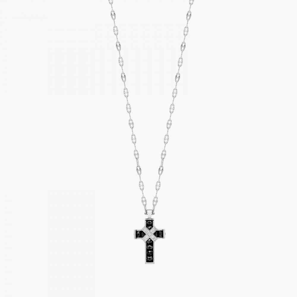 Zancan Collana Zancan In Oro Bianco Con Croce E Diamanti