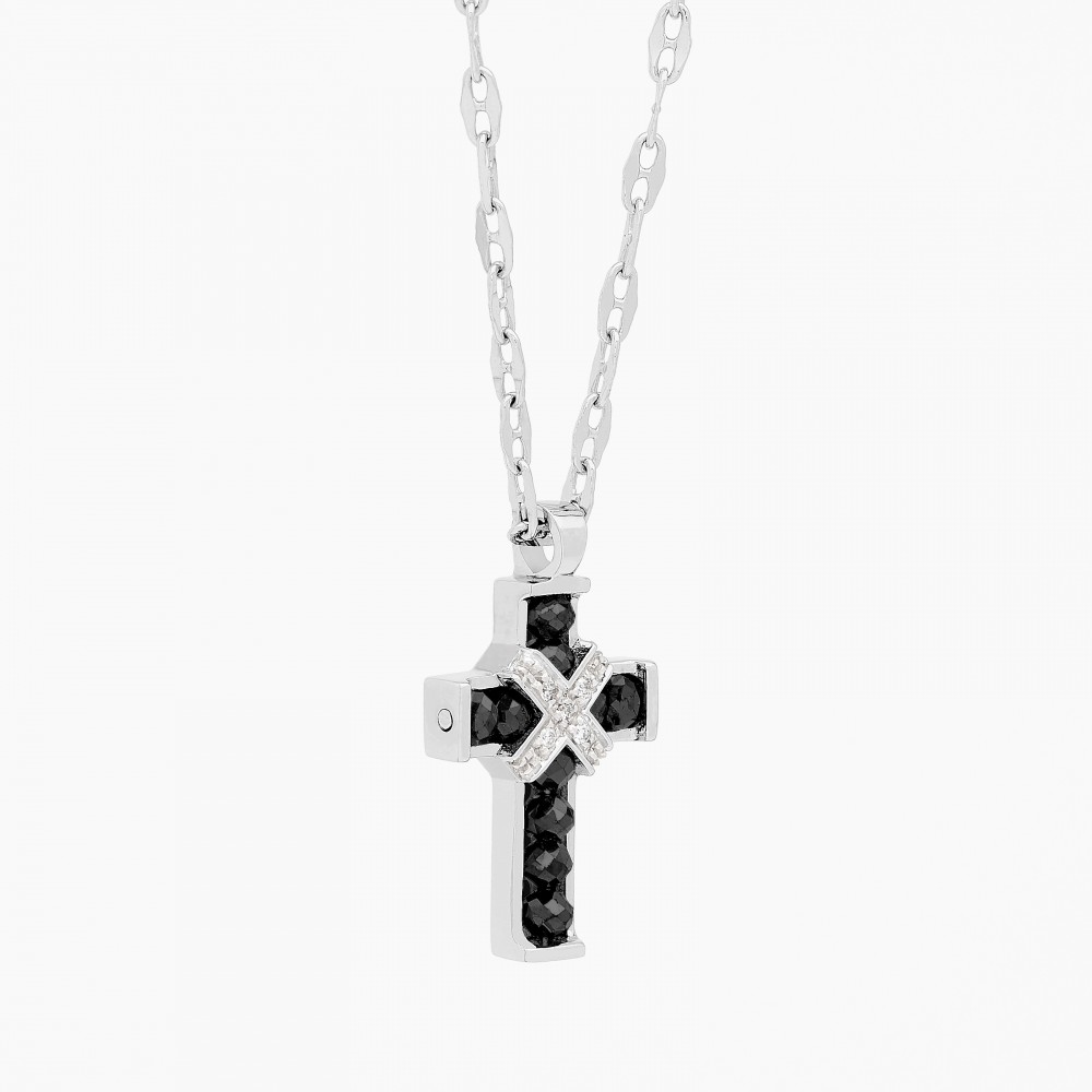 Zancan Collana Zancan in oro bianco con croce e diamanti