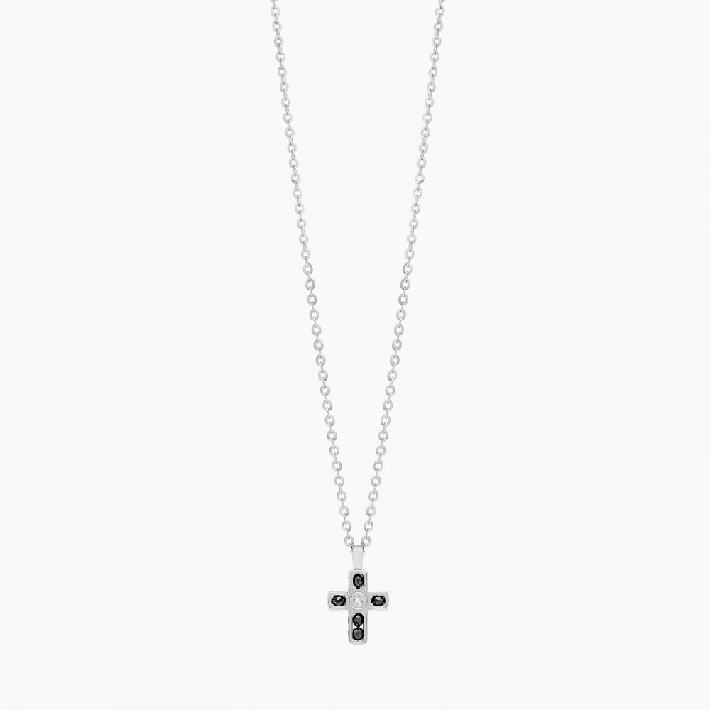 Zancan Collana Zancan In Oro Bianco Con Croce E Diamanti