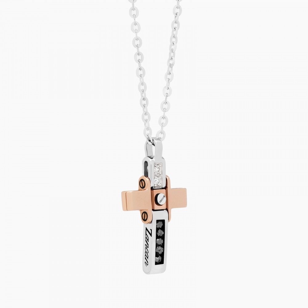 Zancan Collana Zancan in oro bianco con croce e diamanti