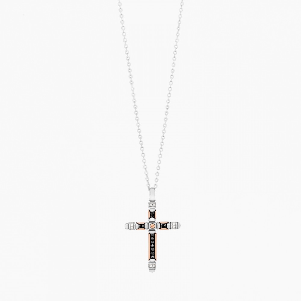 Zancan Collana Zancan In Oro Bianco Con Croce E Diamanti