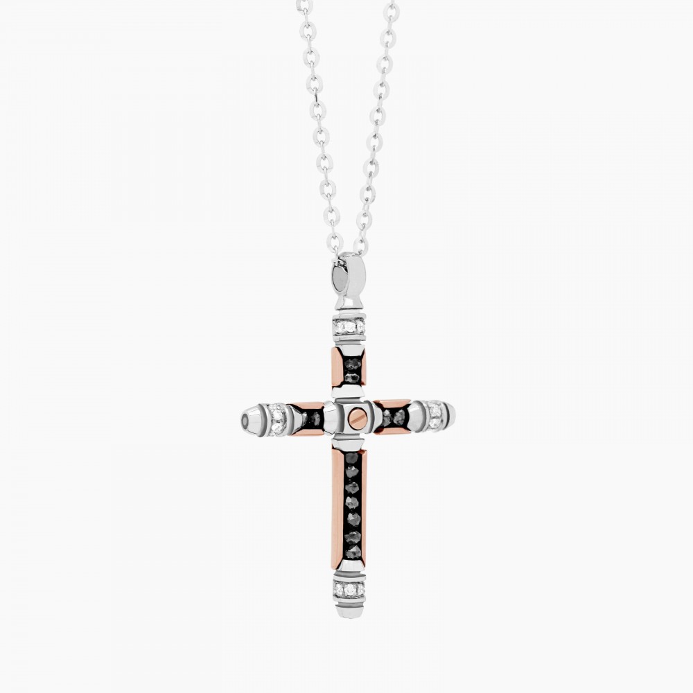 Zancan Collana Zancan in oro bianco con croce e diamanti