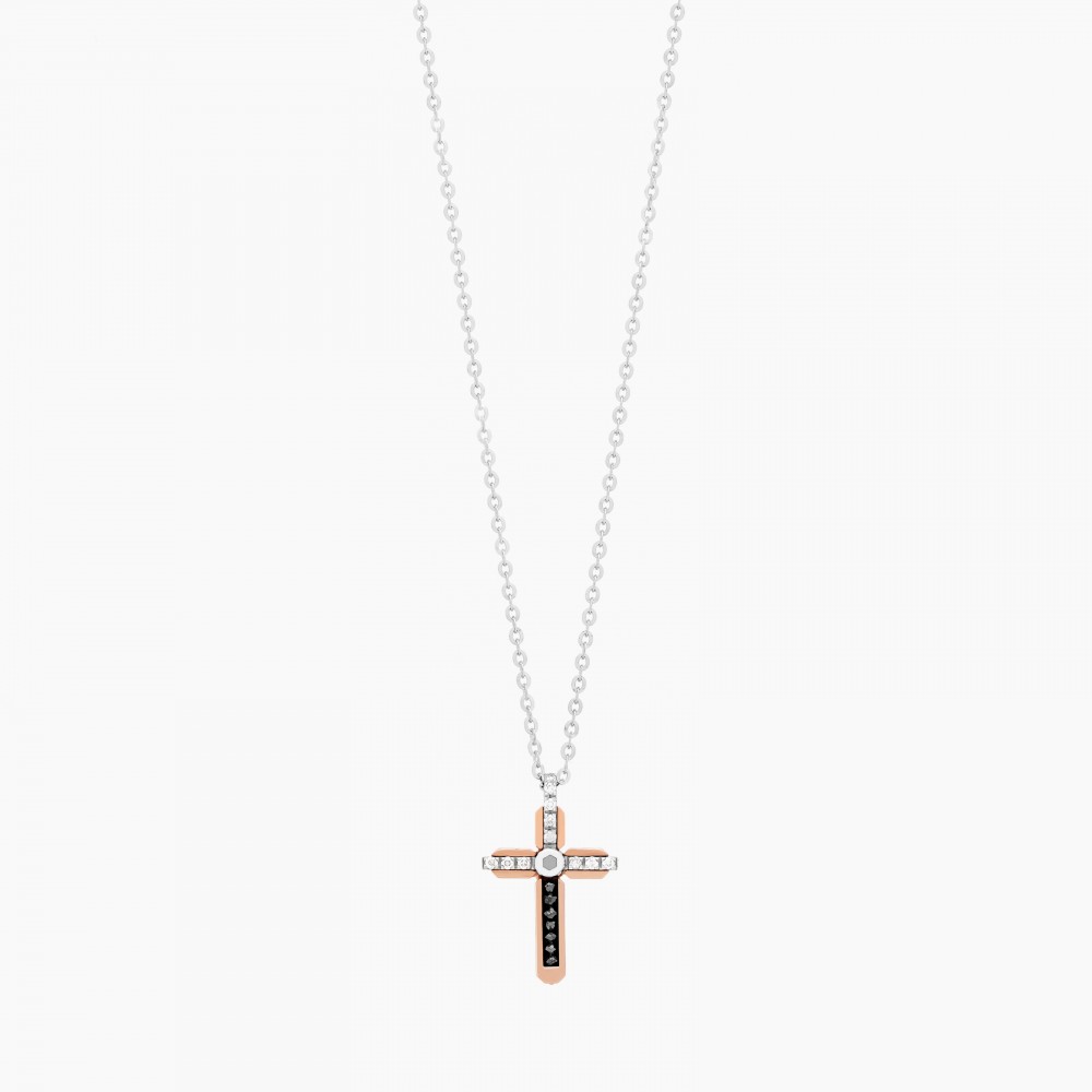 Zancan Collana Zancan In Oro Bianco Con Croce E Diamanti