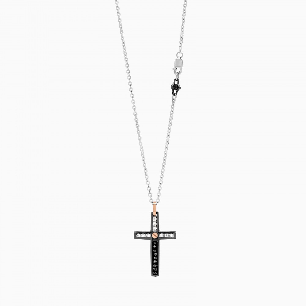 Zancan Collana Zancan In Oro Bianco Con Croce E Diamanti