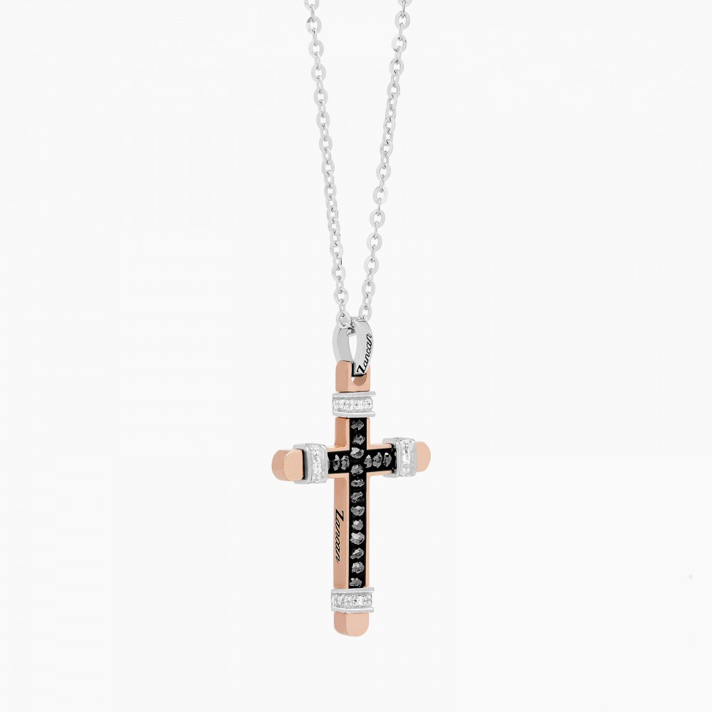 Zancan Collana Zancan in oro bianco con croce e diamanti