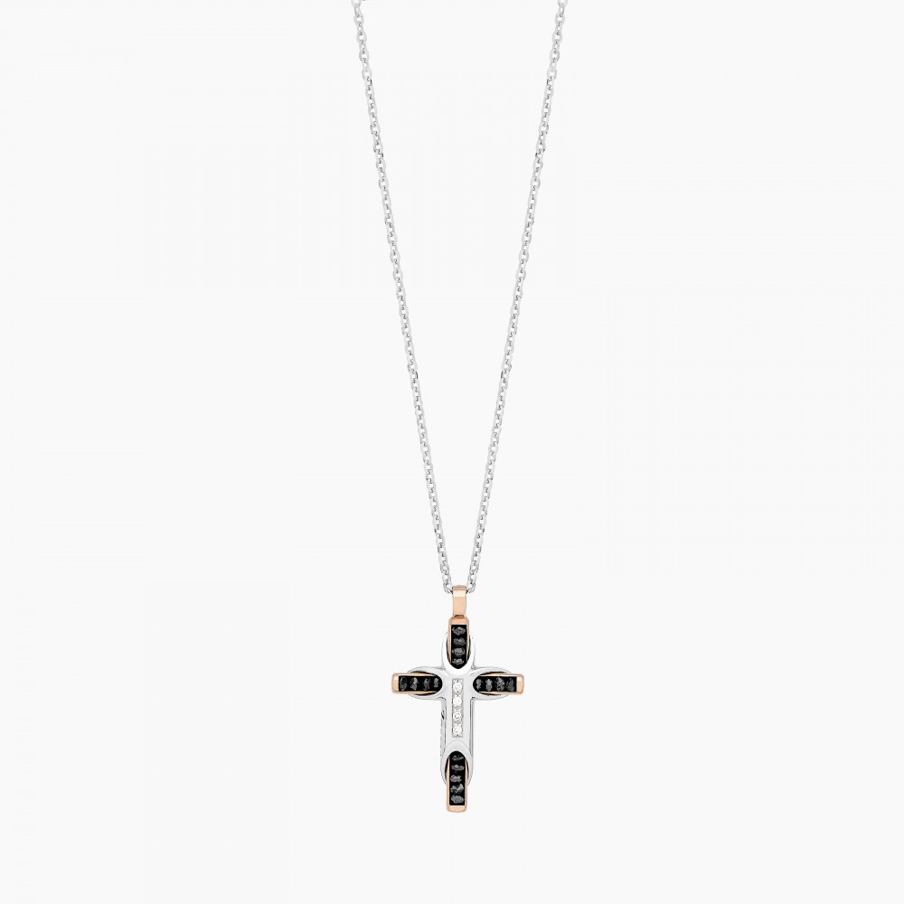 Zancan Collana Zancan In Oro Bianco Con Croce E Diamanti