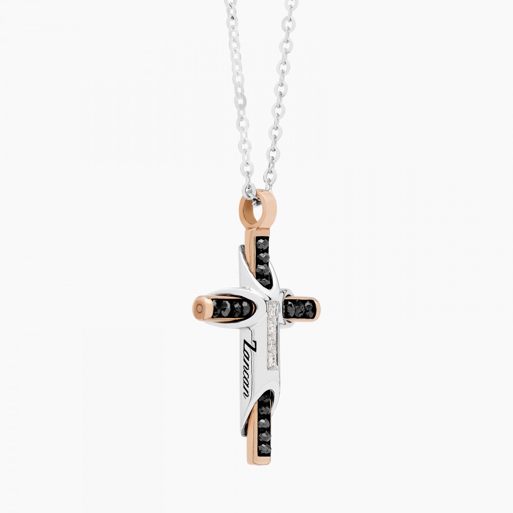 Zancan Collana Zancan in oro bianco con croce e diamanti