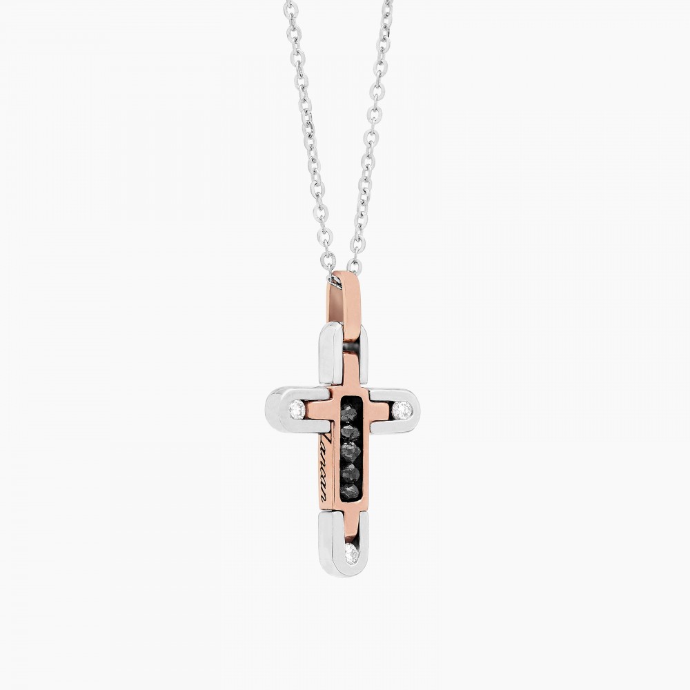 Zancan Collana Zancan in oro bianco con croce e diamanti