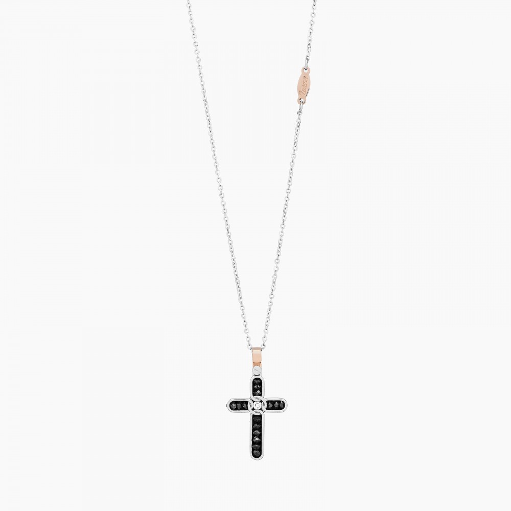 Zancan Collana Zancan In Oro Bianco Con Croce E Diamanti
