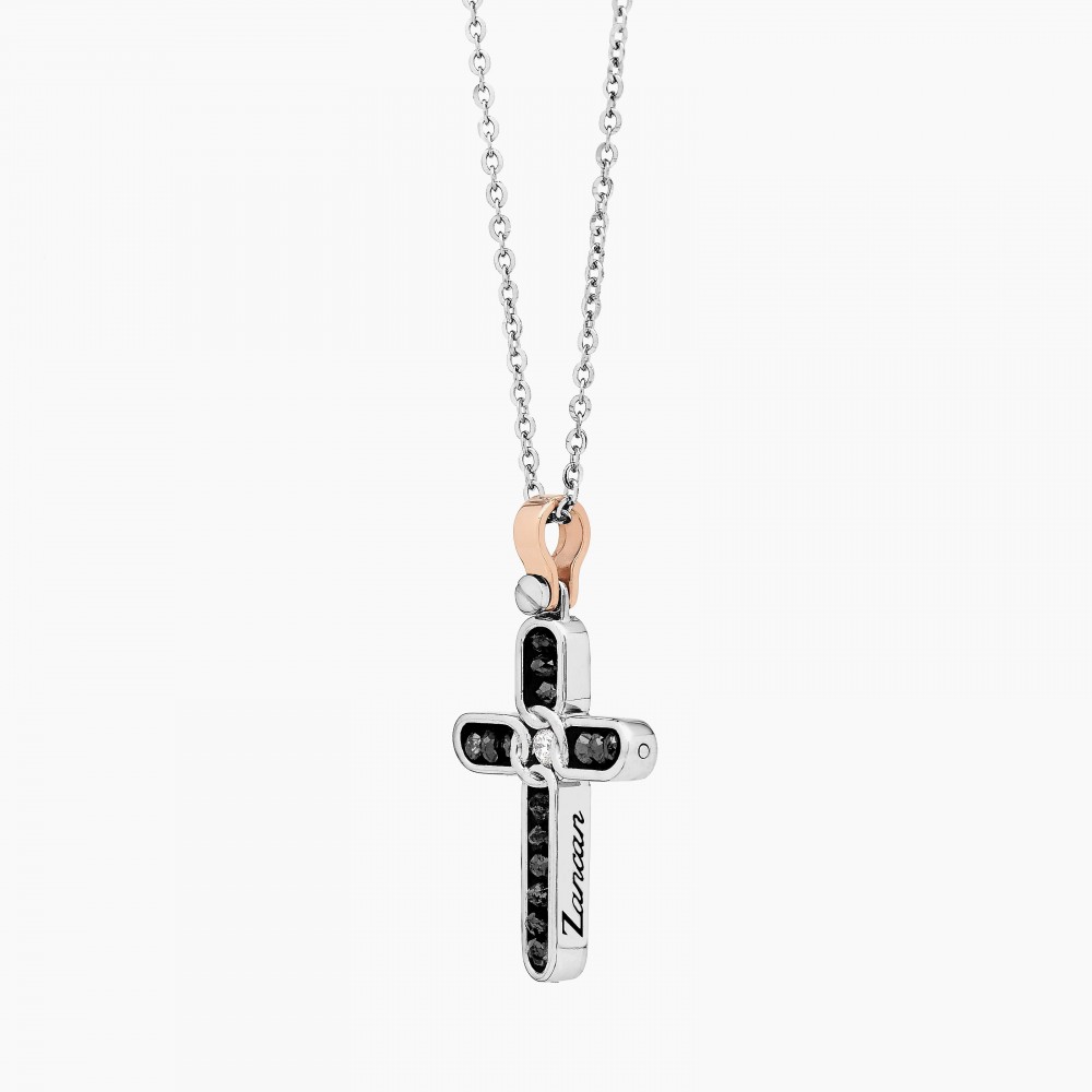 Zancan Collana Zancan in oro bianco con croce e diamanti