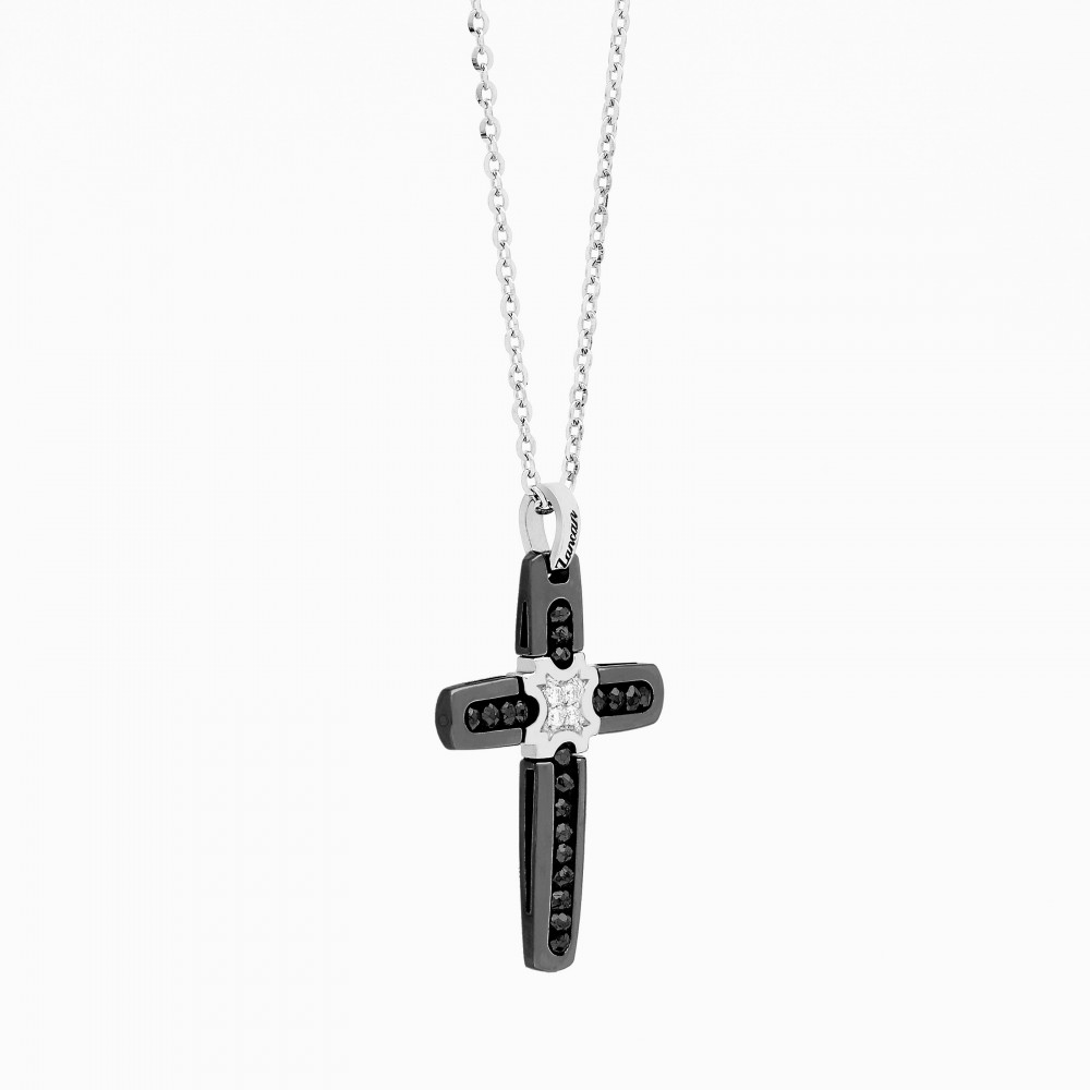 Zancan Collana Zancan in oro bianco con croce e diamanti