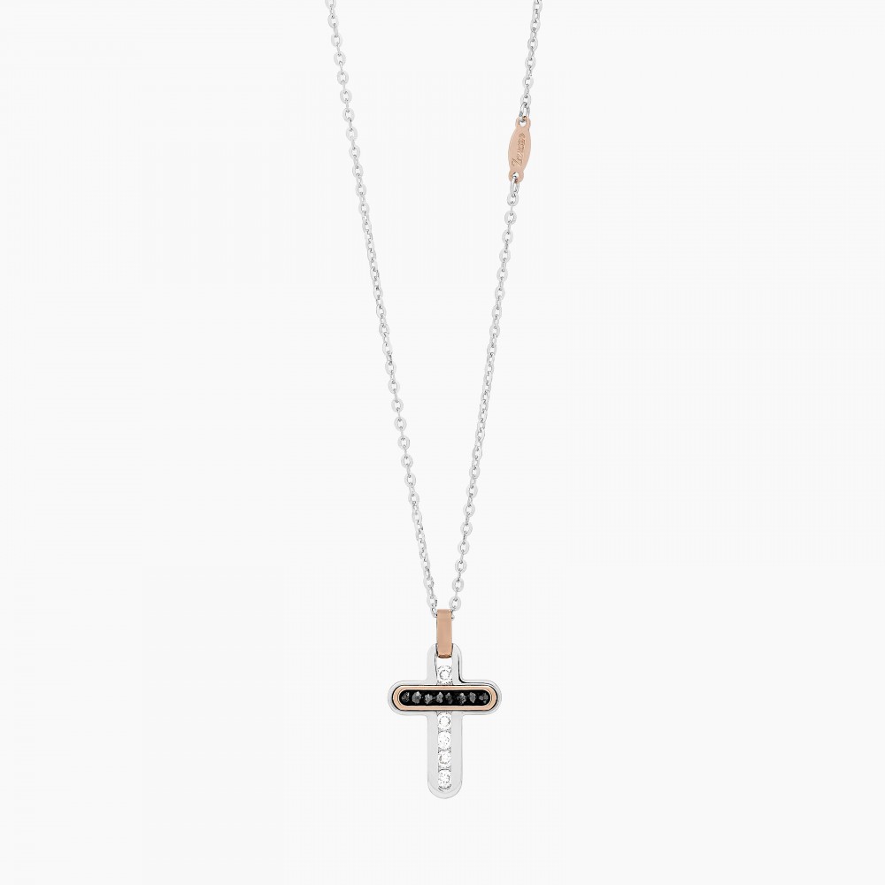 Zancan Collana Zancan In Oro Bianco Con Croce E Diamanti