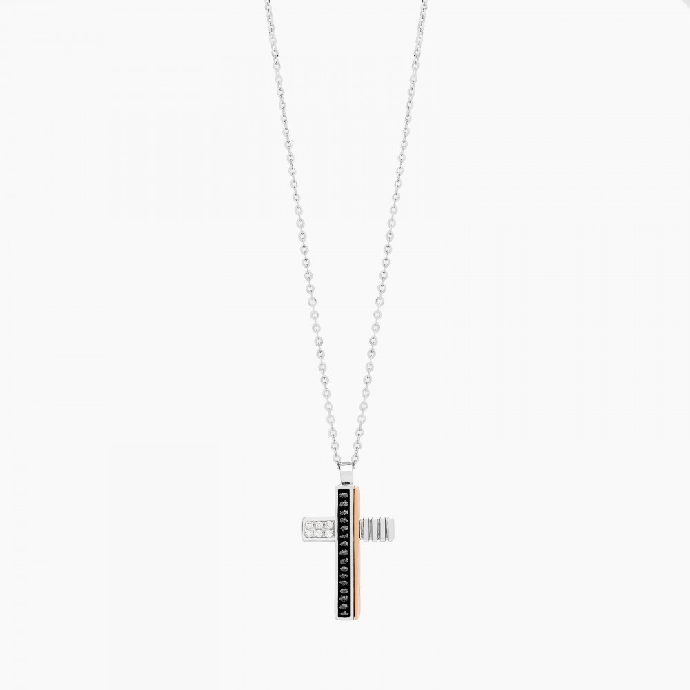Zancan Collana Zancan In Oro Bianco Con Croce E Diamanti