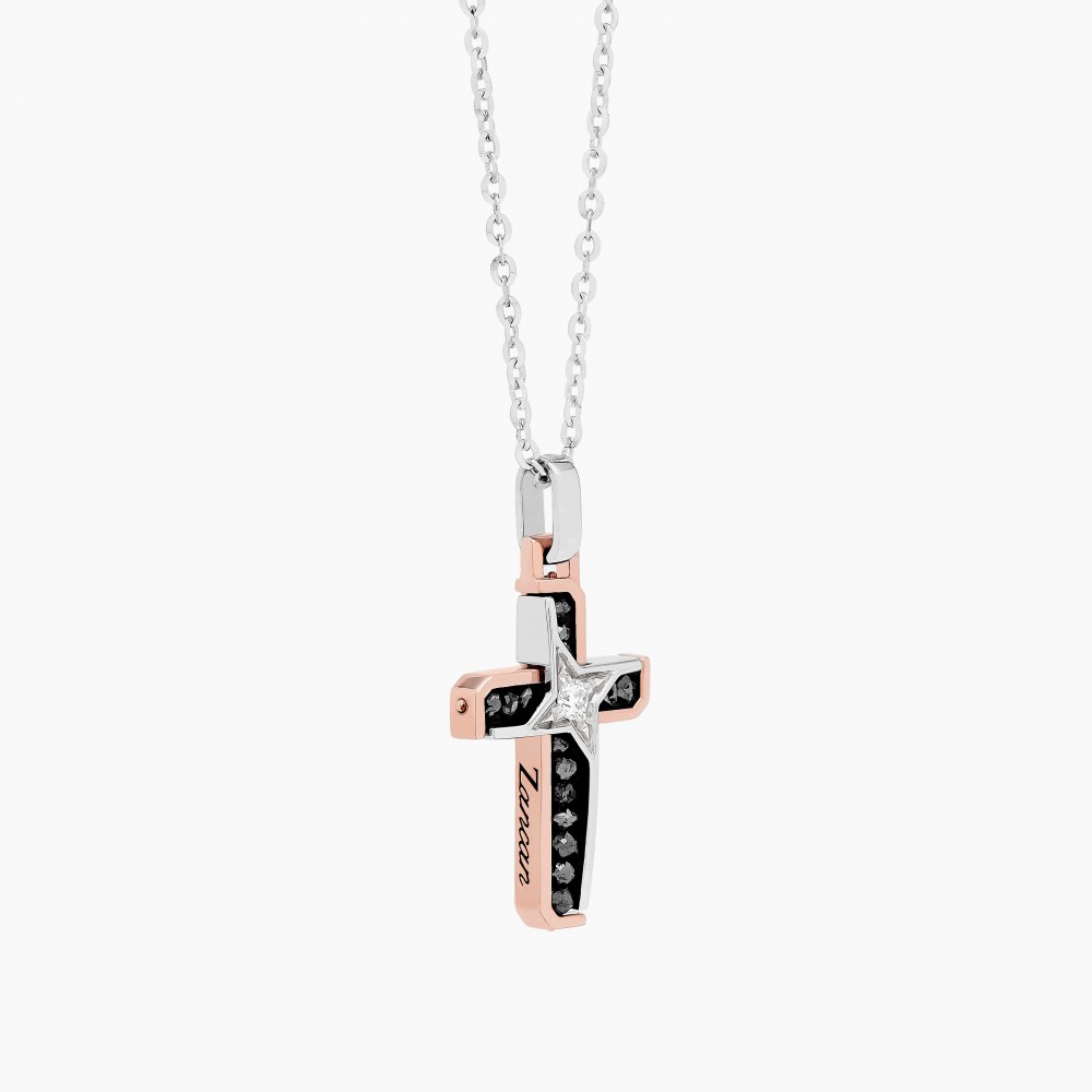 Zancan Collana Zancan in oro bianco con croce e diamanti