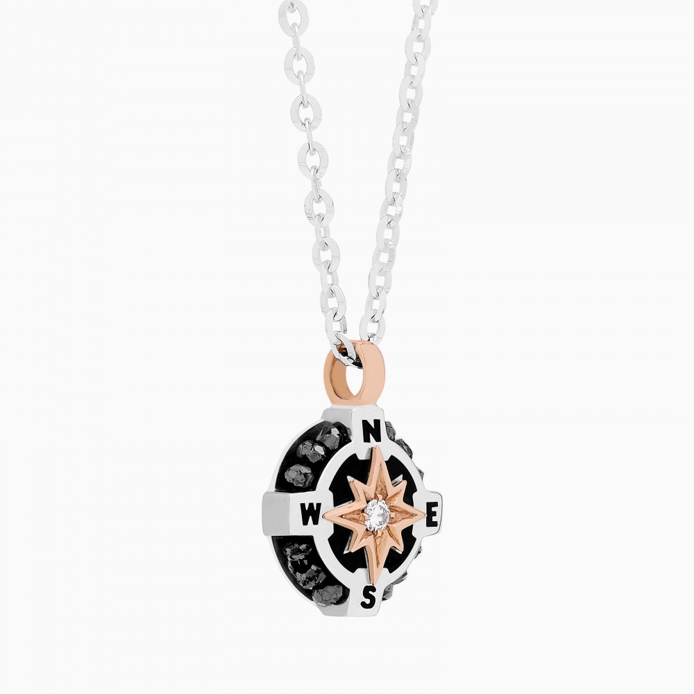 Zancan Collana Zancan in oro bianco con iconica rosa dei venti