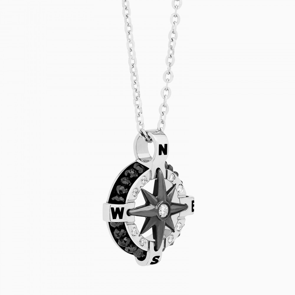 Zancan Collana Zancan in oro bianco con iconica rosa dei venti