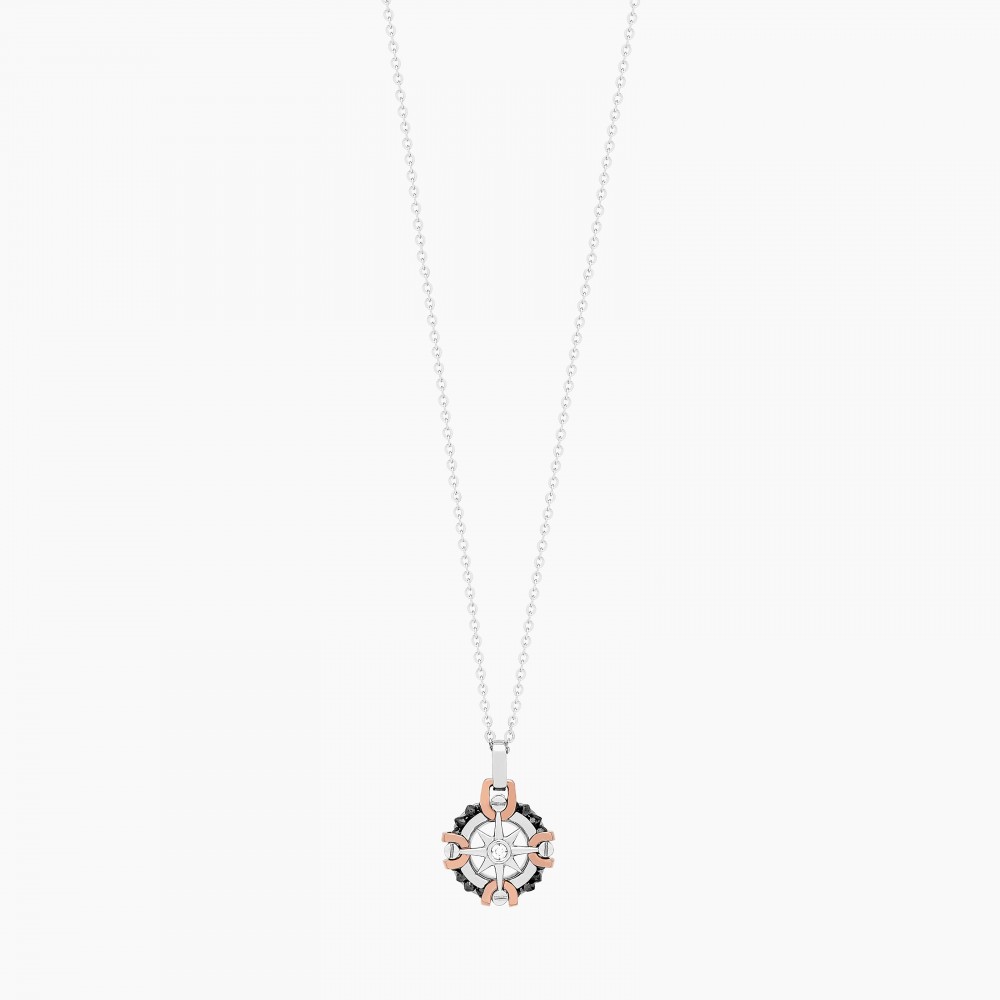 Zancan Collana Zancan In Oro Bianco Con Iconica Rosa Dei Venti