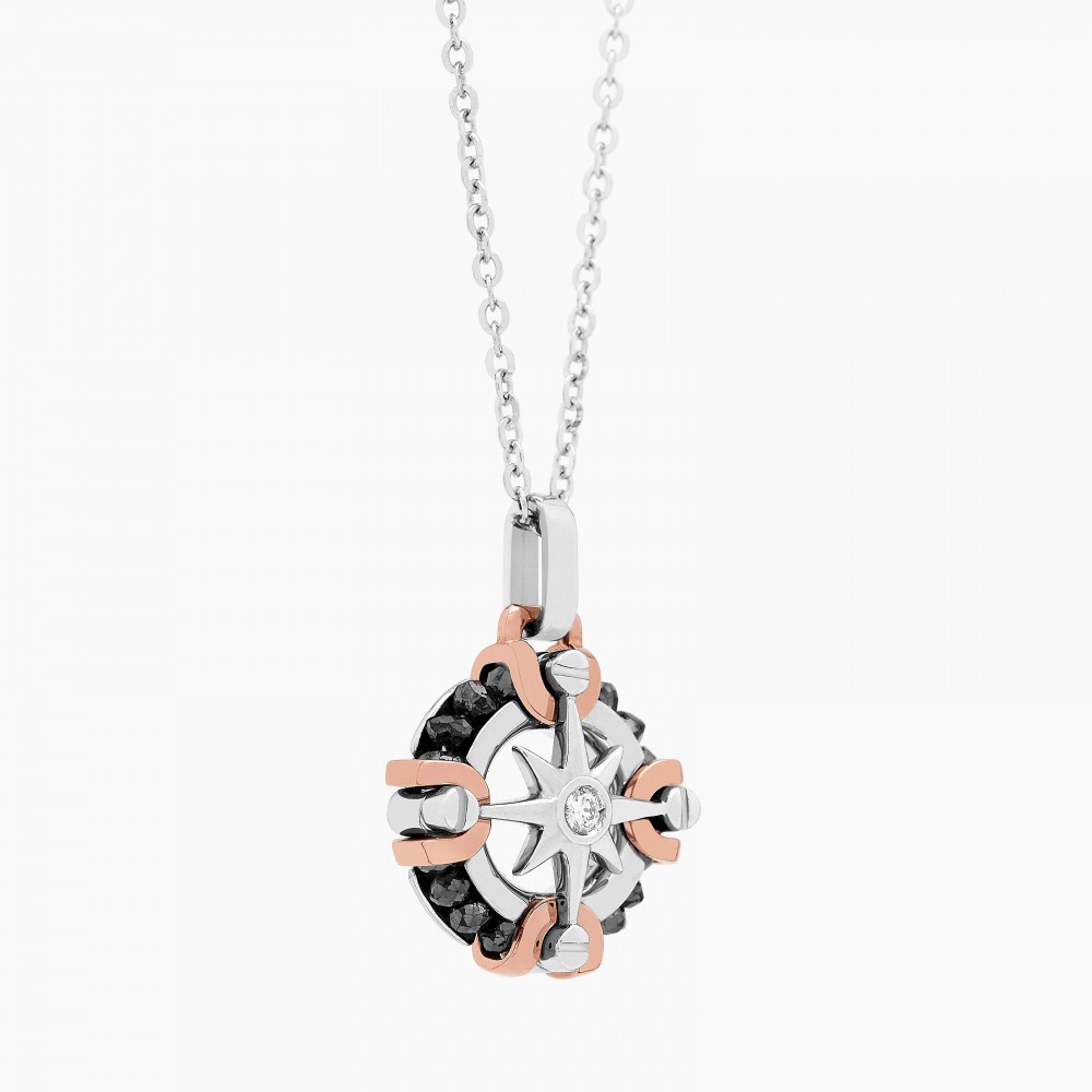 Zancan Collana Zancan in oro bianco con iconica rosa dei venti