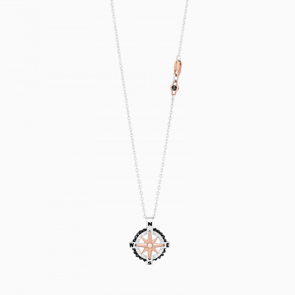 Zancan Collana Zancan In Oro Bianco Con Iconica Rosa Dei Venti