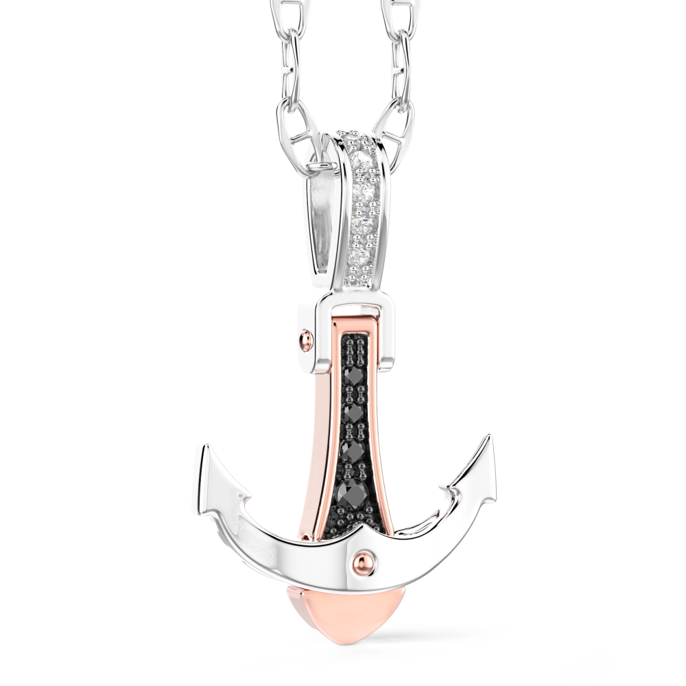 Zancan Collana Zancan In Oro Con Pendente Ad Ancora E Diamanti