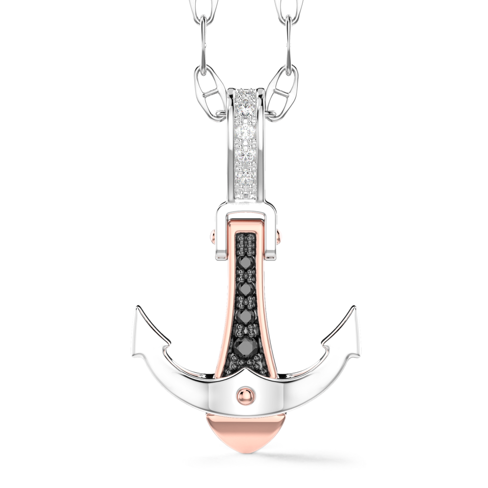 Zancan Collana Zancan in oro con pendente ad ancora e diamanti