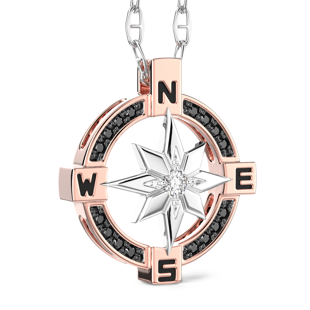 Zancan Collana Zancan In Oro Con Pendente Rosa Dei Venti E Diamanti