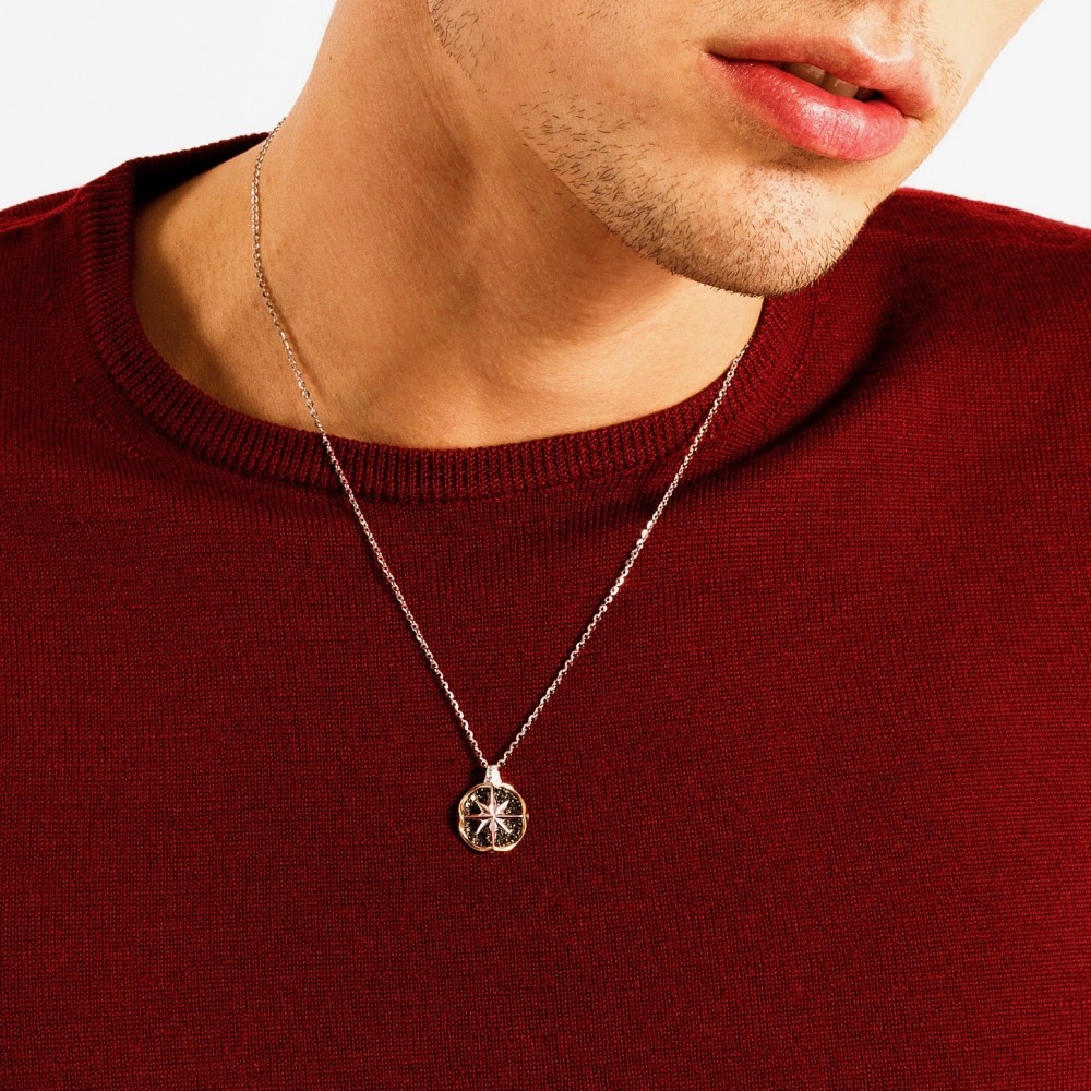 Zancan Collana Zancan In Oro Con Pendente Rosa Dei Venti E Diamanti