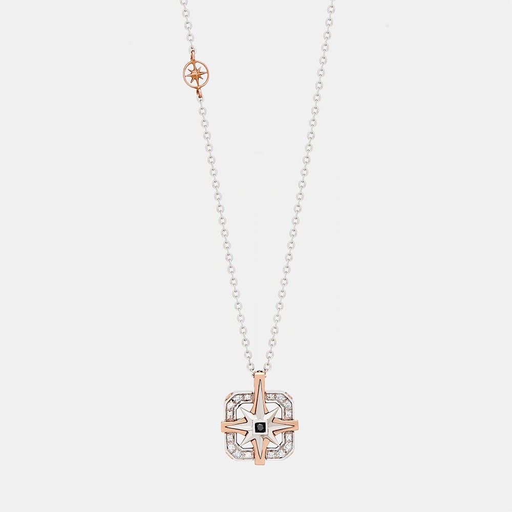 Zancan Collana Zancan In Oro Con Pendente Rosa Dei Venti E Diamanti