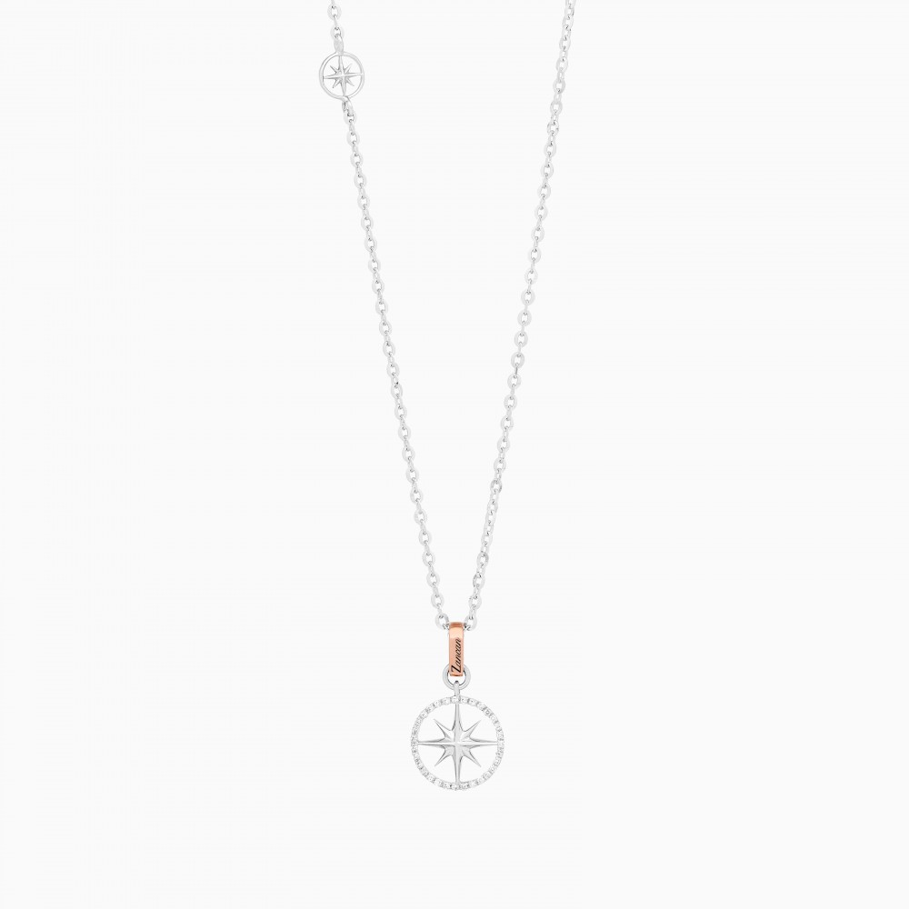 Zancan Collana Zancan In Oro Con Pendente Rosa Dei Venti E Diamanti