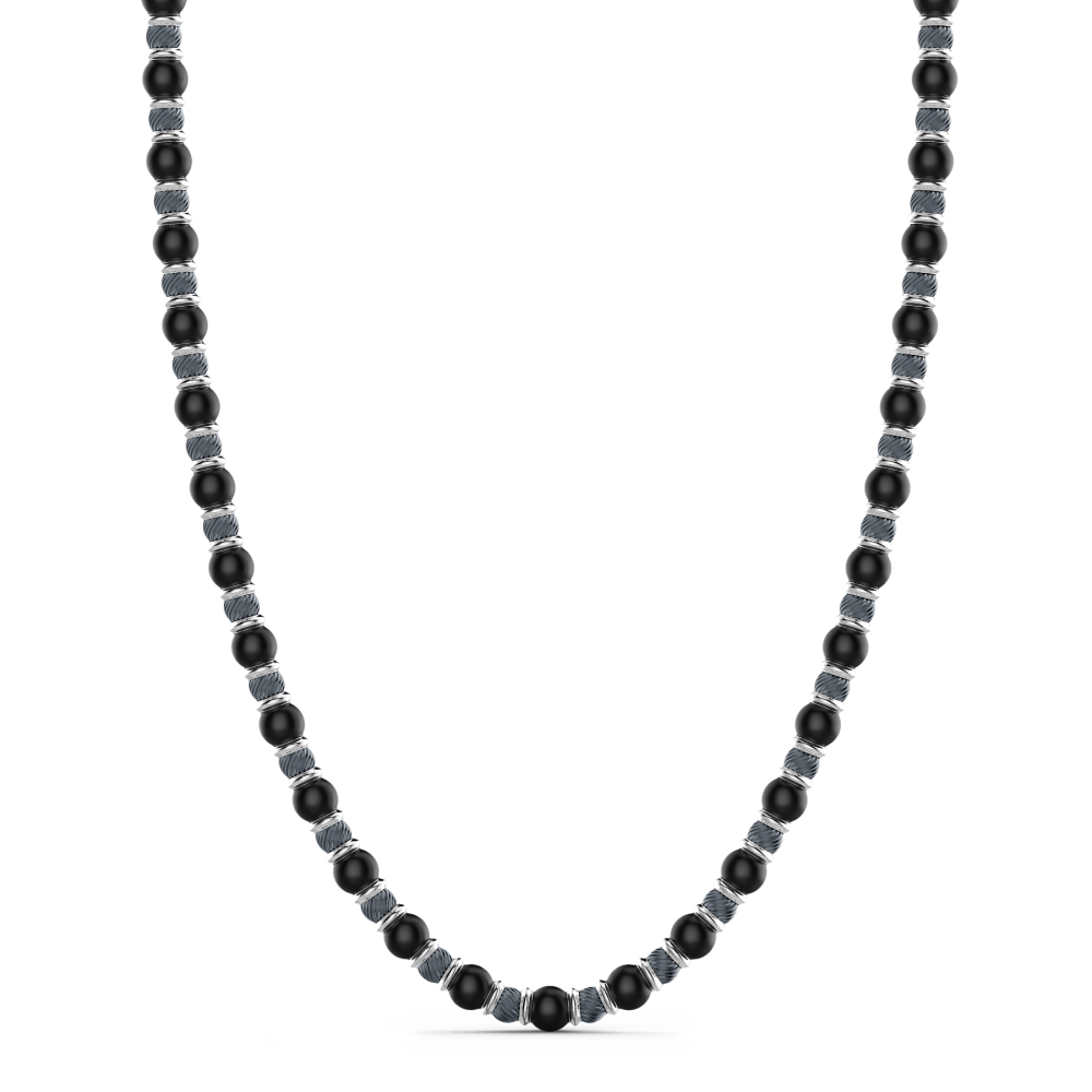 Zancan Collana Zancan morbida con sfere in argento e in pietra onice
