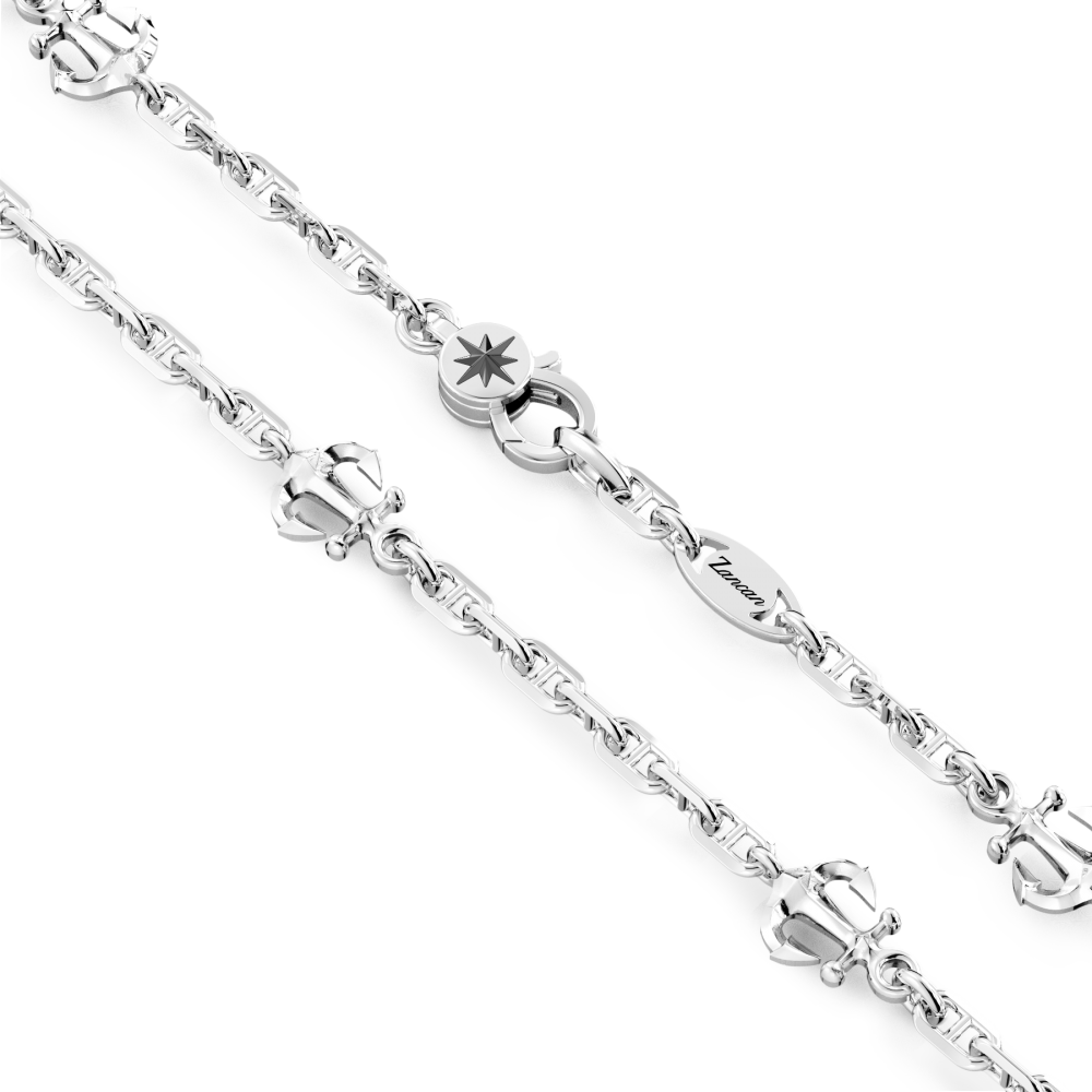 Zancan Collana Zancan Solo Maglia In Argento Con Ancore