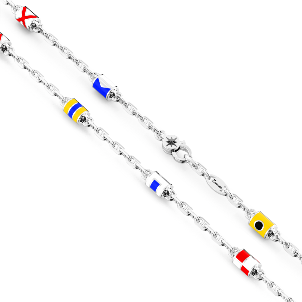 Zancan Collana Zancan Solo Maglia In Argento Con Bandiere Nautiche