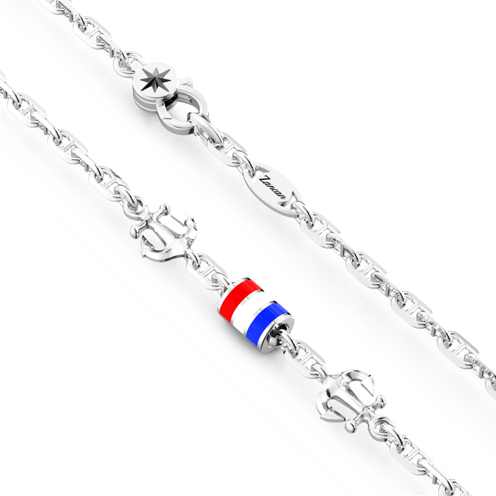 Zancan Collana Zancan Solo Maglia In Argento Con Bandiere Nautiche