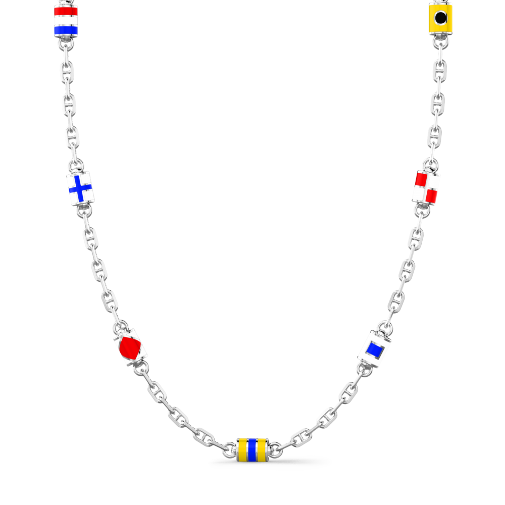 Zancan Collana Zancan solo maglia in argento con bandiere nautiche