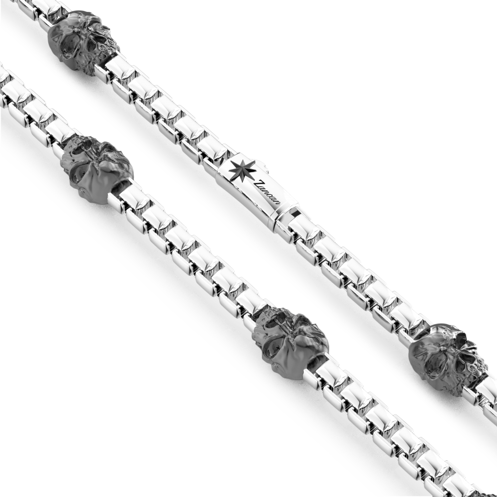 Zancan Collana Zancan Solo Maglia In Argento Con Teschi