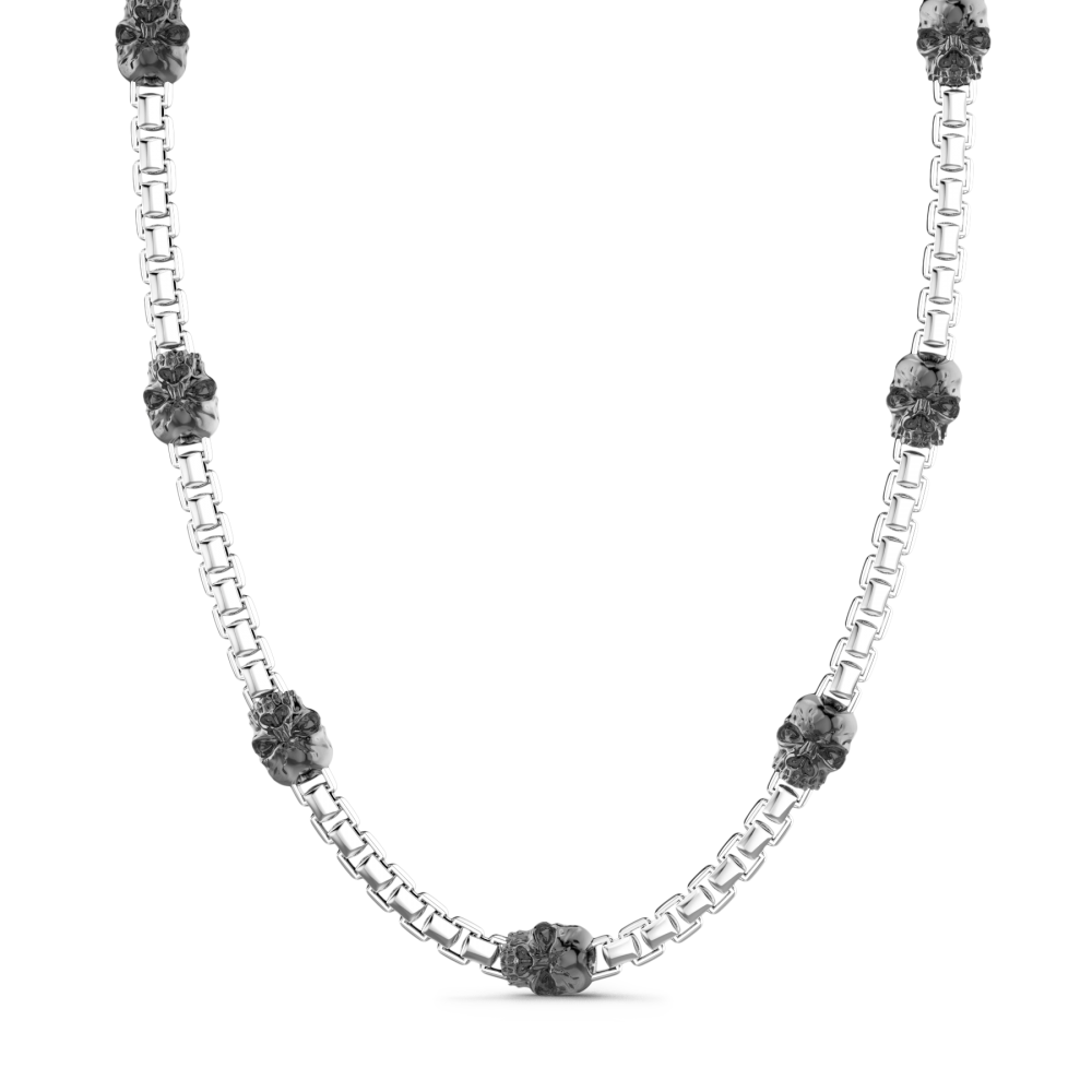 Zancan Collana Zancan solo maglia in argento con teschi